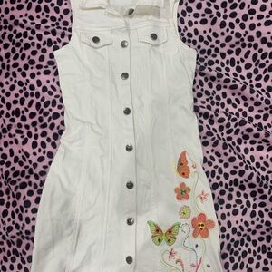Speechless White Midi Dress with Floral Embroidery and Beads